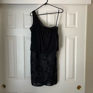 Jackie Jon one shoulder dress with sequin flowers. Size 10
